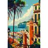 Retro Spain Cityscape Poster Nordic Style Canvas Print Coastal Architecture Art for Wall Decor