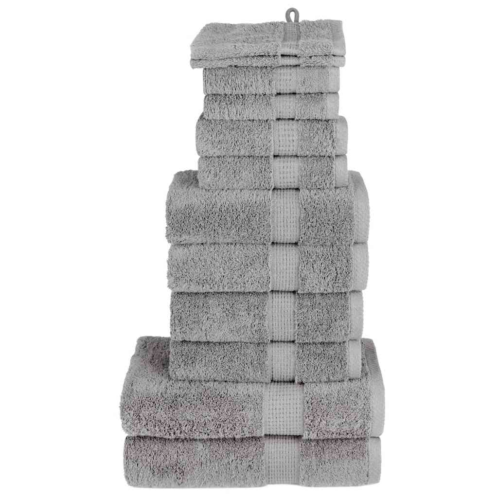 12 piece Premium Towel Set SOLUND Grey 600 g m²