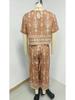 Elegant Color Block Ethnic Print Top & Straight Leg Pants Set for Women