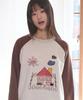 AMBLER Home And Cat Applique Embroidered Sweatshirt Amm1325 (Oatmeal)