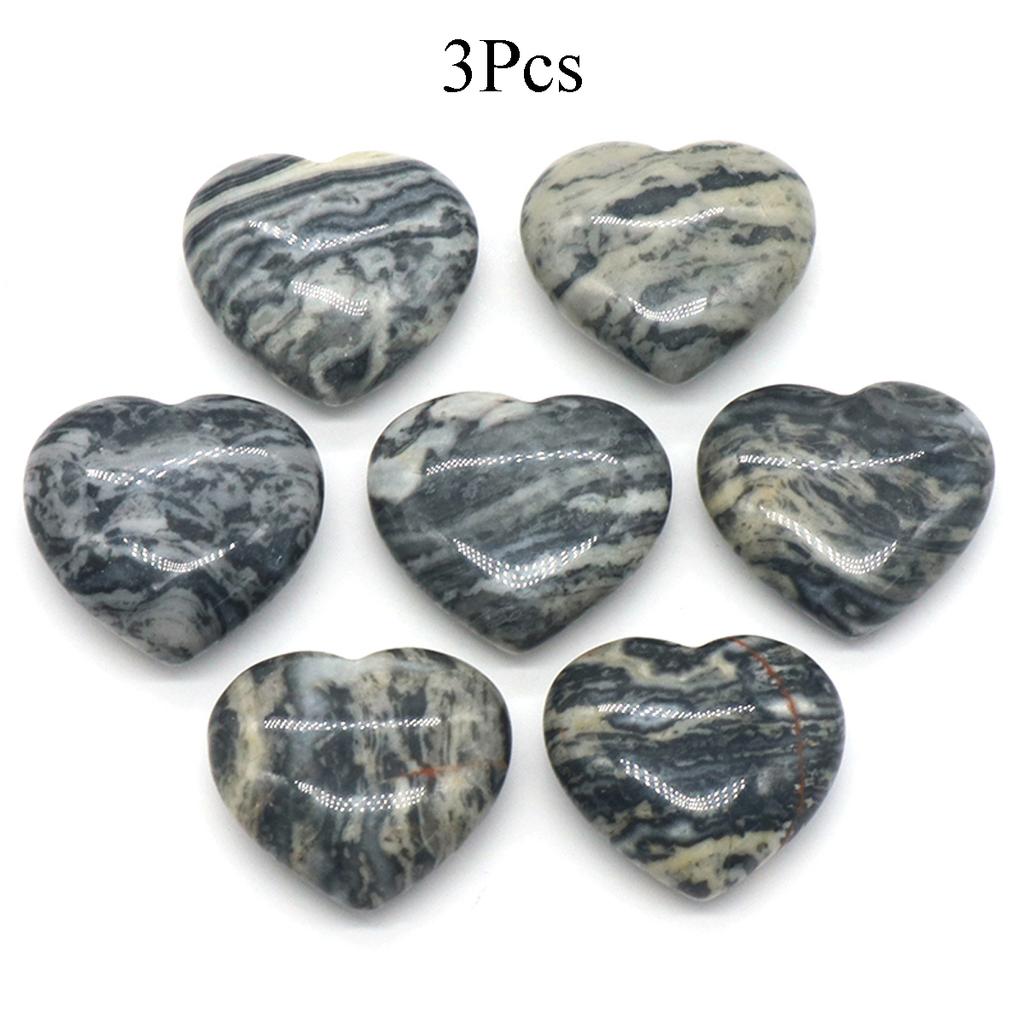 3Pcs, Assorted Natural Crystal Heart Stones Bulk Polished Healing Crystal Hearts for DIY Jewelry, Meditation, Reiki & Valentine's Day Gifts