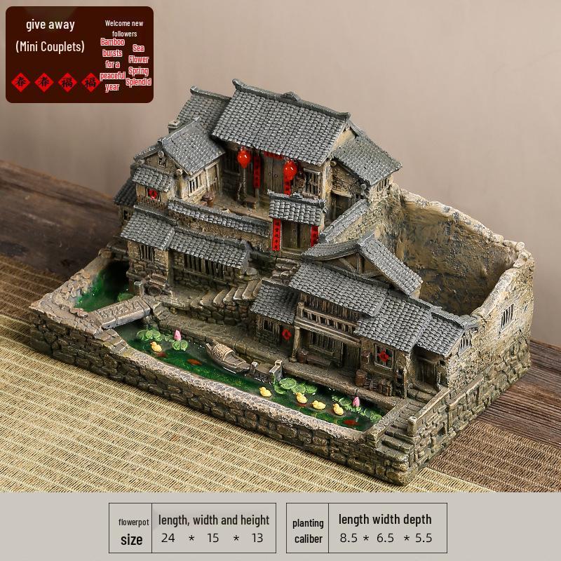 New Zen Bonsai Ornaments for Living Room or Office - Porcelain Micro-Landscape Decor for Bookcase and Desktop.