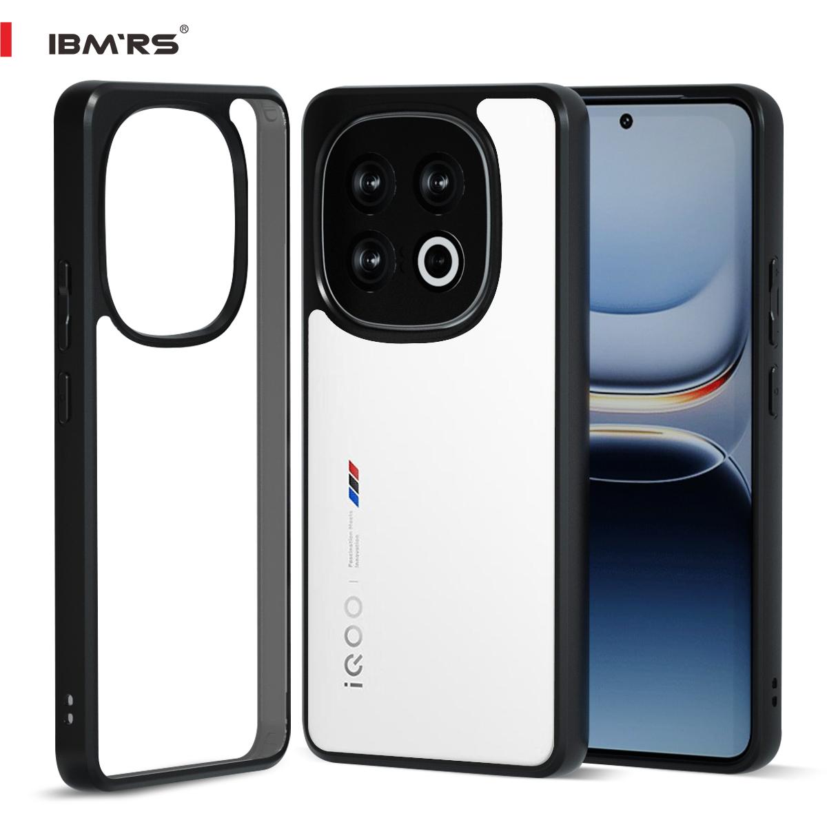 

(В комплекте ремешок на запястье)Чехол IBMRS для vivo iQOO 13, полупрозрачный матовый тонкий ударопрочный защитный чехол с защитой от отпечатков пальцев - черный камуфляж transparent прозрачный