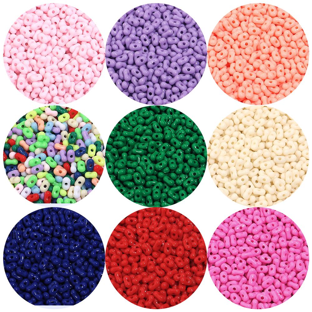 500pcs/lot 4x6mm Czech Acrylic Seed Beads Colorful Oval Loose Spacer Rice Beads For Jewelry Making DIY Craft Earrings Bracelets