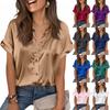 Women's Fashion Casual Short-Sleeve V-Neck Button Top