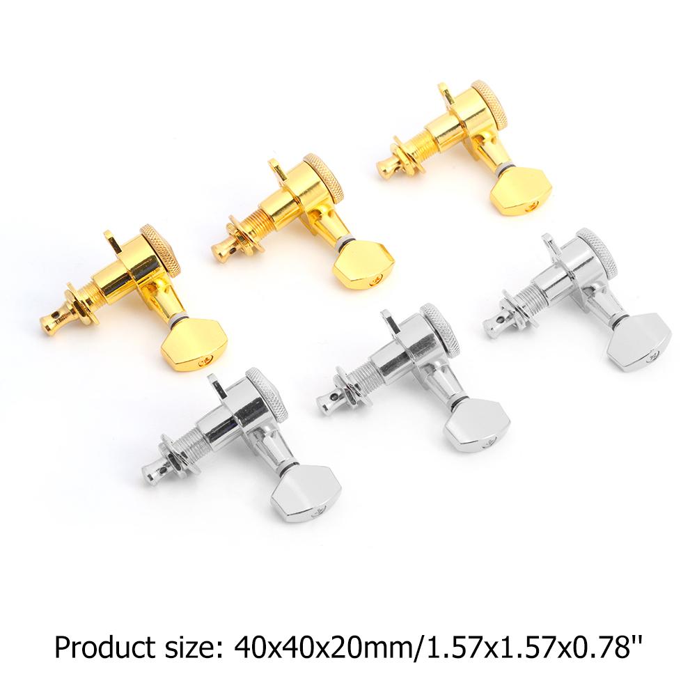 Gold/Silver Tuning Pegs Keys Machine Heads Tuners 6R Inline Guitar String Knob with Locked-string Heads Tuners for Wooden Guitar