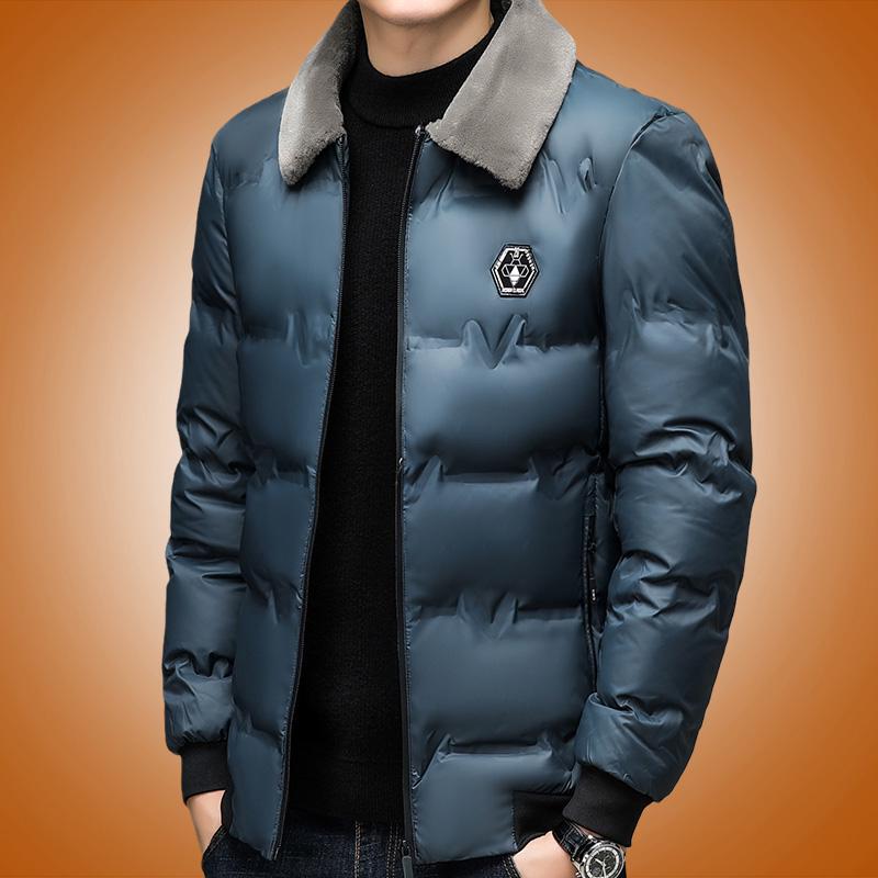 

Мужская хлопковая куртка Woodpecker с меховым воротником: Плотный, Теплый и Ветрозащитный для Осени и Зимы L (90-120 lbs) темно-серого