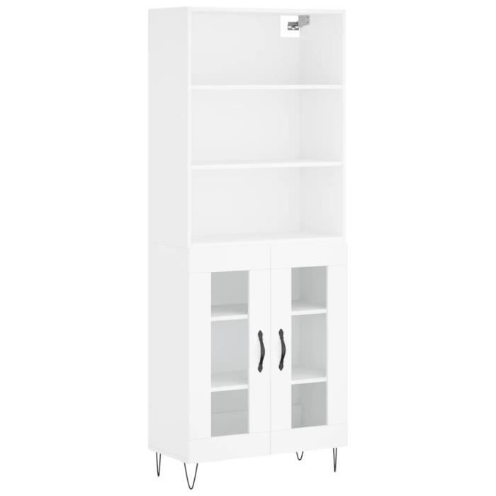 VidaXL Buffet haut Blanc 69,5x34x180 cm Bois d'ingénierie 3189309