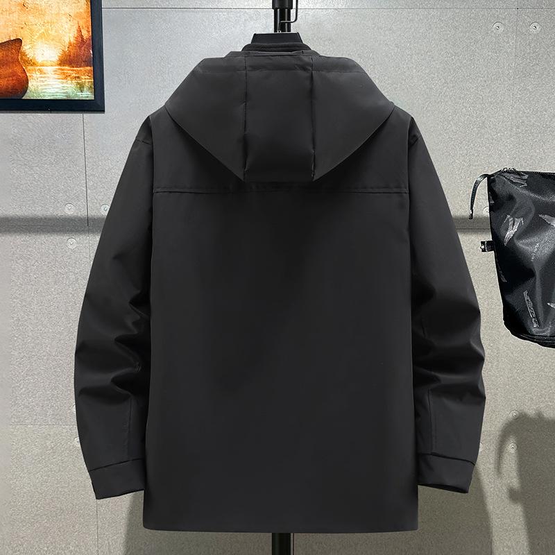 Men's Trendy Three-in-One Windproof Parka with Detachable Plus Velvet Lining, in Plus Sizes for Autumn and Winter.