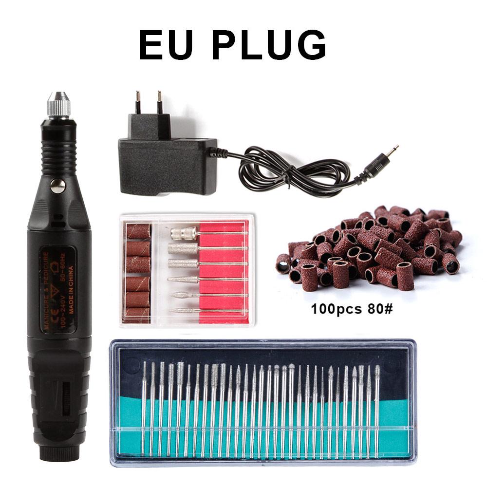 Aparelho elétrico da máquina do polonês da broca do prego para o manicure 30pcs fresas conjunto de bandas de lixamento