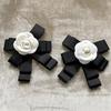 Kamelie Perle Schleife Brosche Schwarz Weiß Stoff Trauer Anstecknadel Hochwertig Französisch Elegant Tasche Kleidung Schal Accessoires Brosche