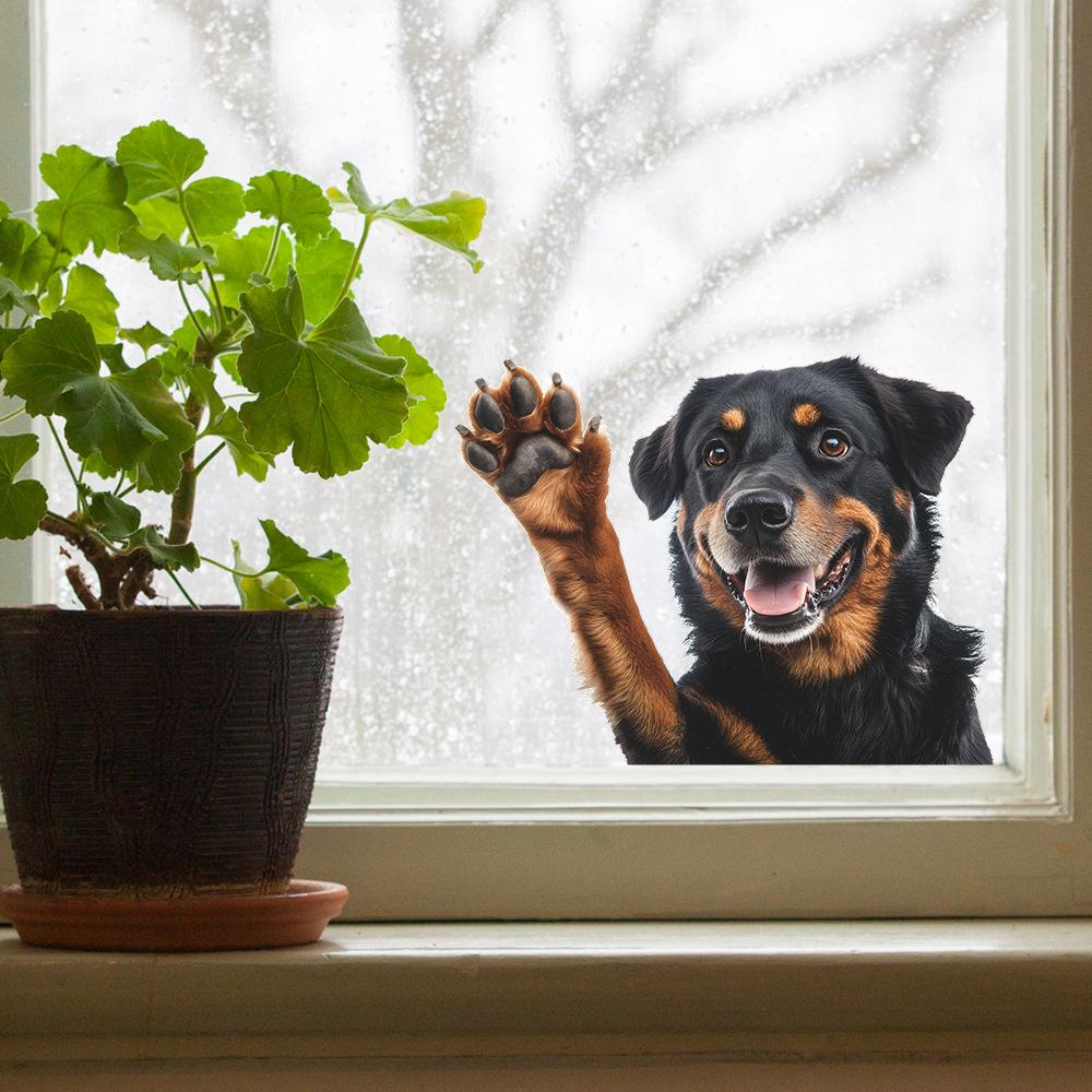 

Self-Adhesive Decal Smiling Dog Wall Sticker Window Stickers For Living Room чорний