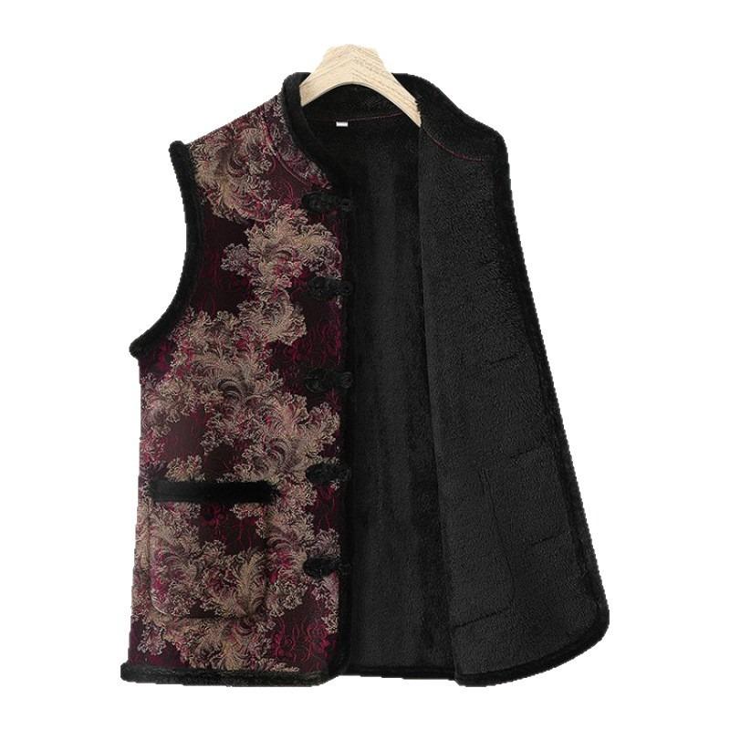 Chinese Vest for the Elderly To Keep Warm In Autumn and Winter, Velvet Thickened Vest Vest, Vest for the Elderly, Coat for the Elderly In Winter