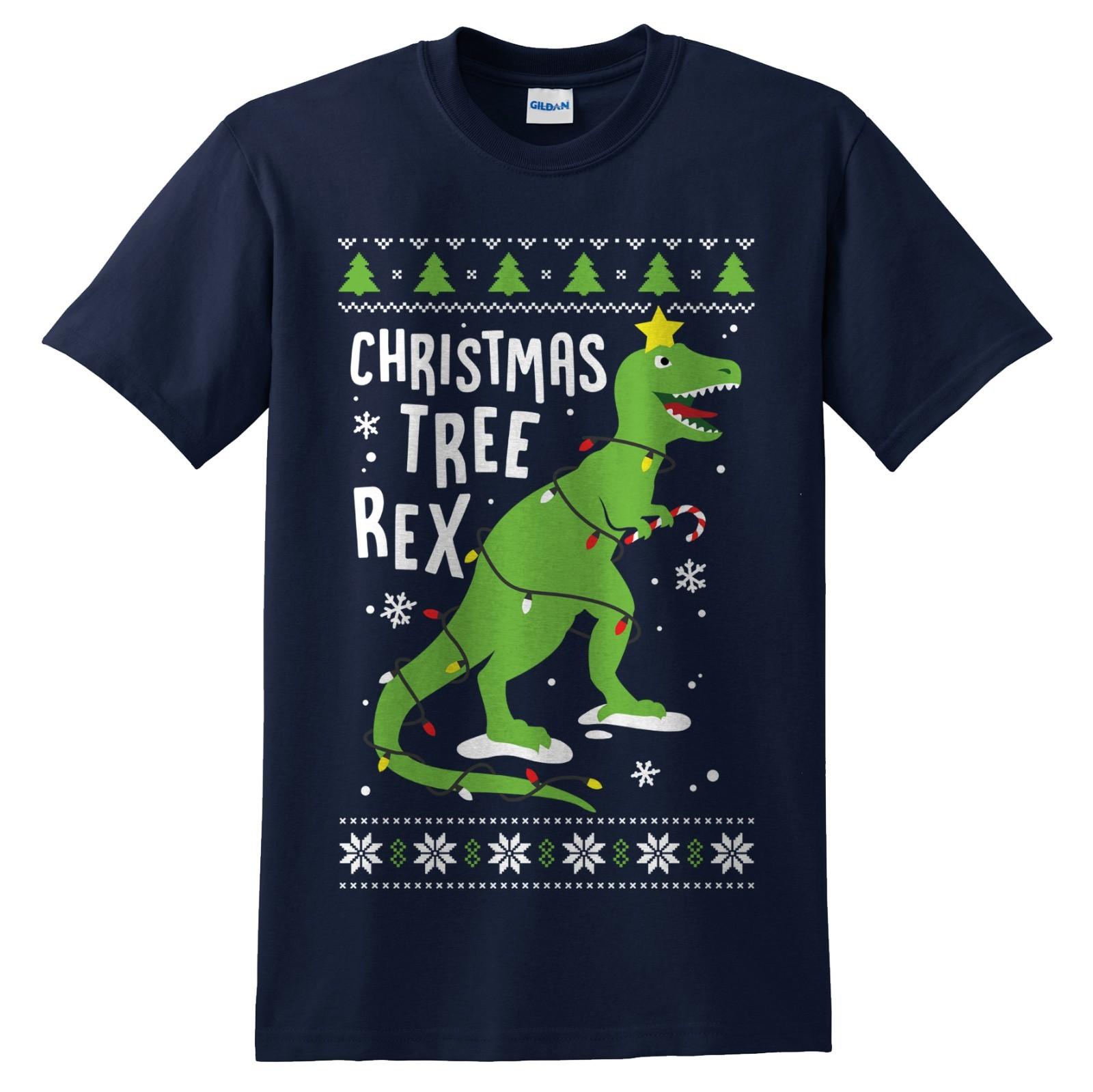Christmas Tree-Rex T-shirt Top Shirt Tee Funny Xmas Ugly Dinosaur Tree Rex T Rex M