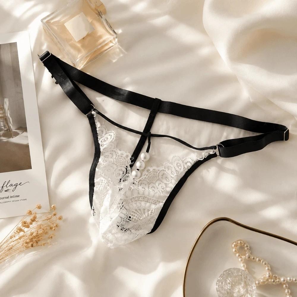 Low Waist Lace Triangle Panties Mesh Transparent Lace Thong Date Night T-back Briefs Anniversary