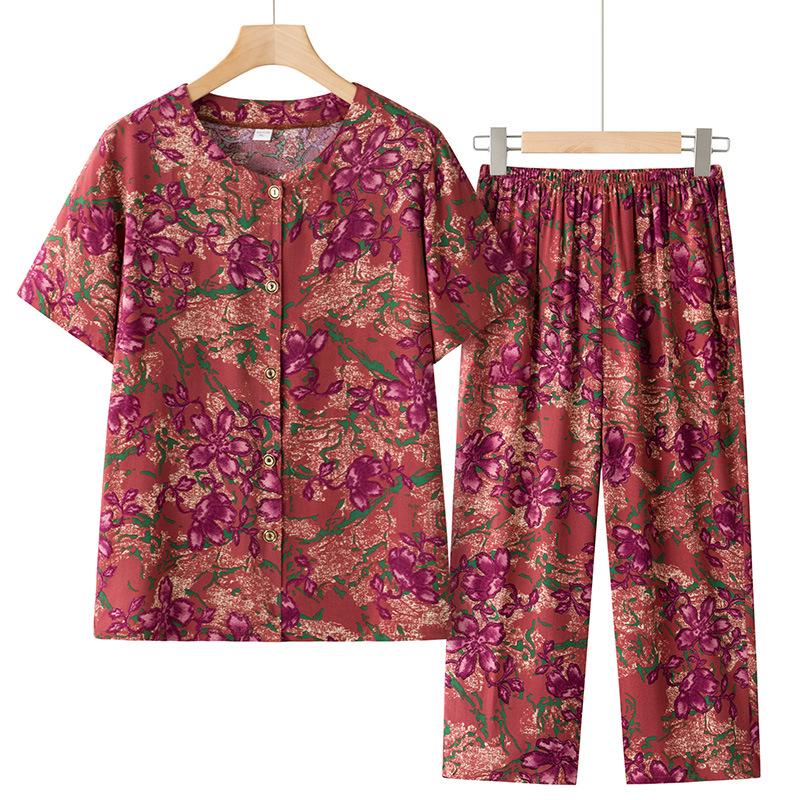 2026 New Style Lightweight Summer Cardigan and Short-Sleeve Set for Middle-Aged and Elderly Women