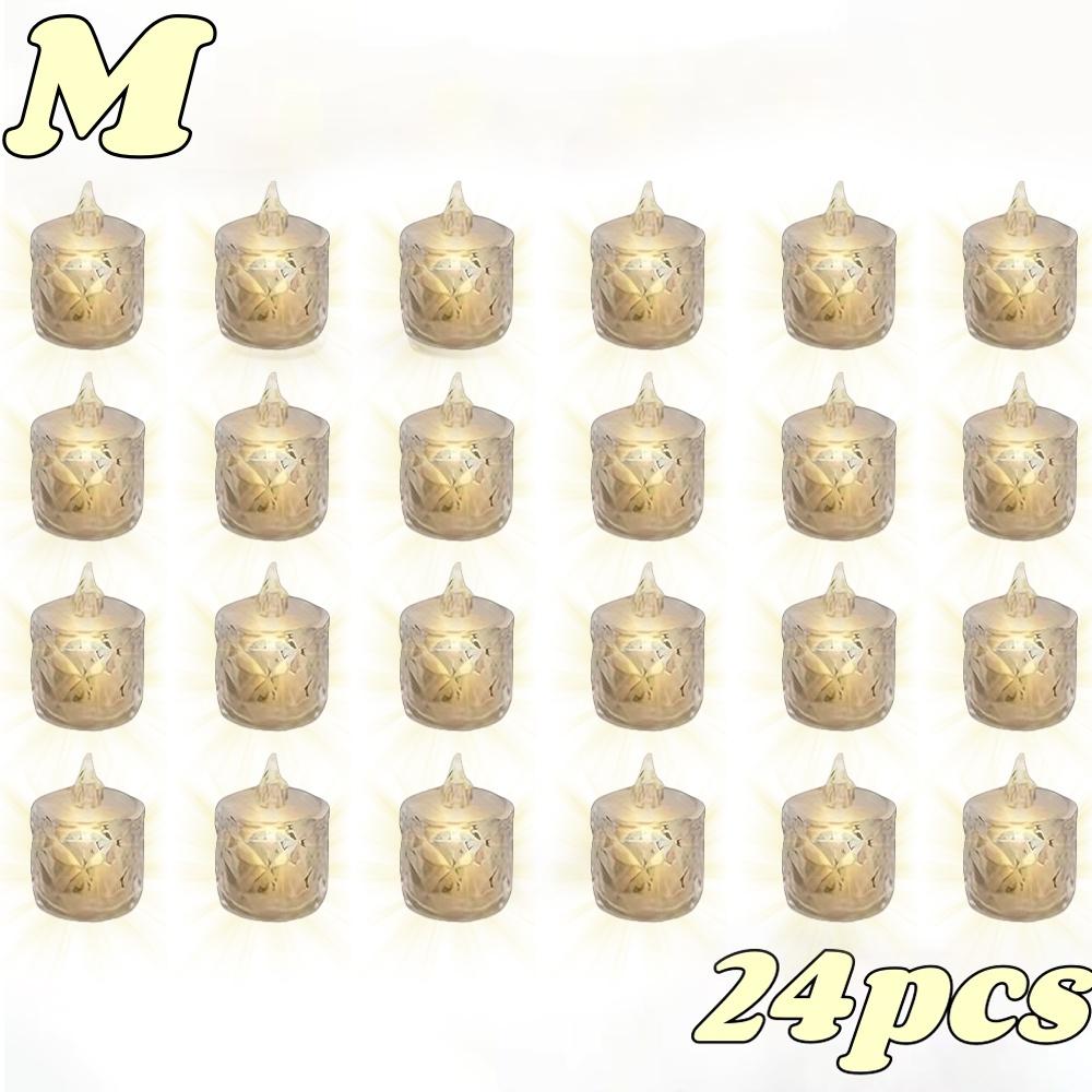 4/24pc Crystal Flameless LED Candles Plastic Battery TeaLight with Realistic Flame for Home Holiday Wedding Party Tabletop Decor