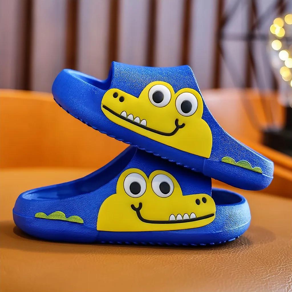 

Детские сандалии Летние новые Туфли для девочек с динозаврами Домашние детские тапочки Удобные туфли для мальчиков Противоскользящие женские тапочки 24-25insole14cm синий