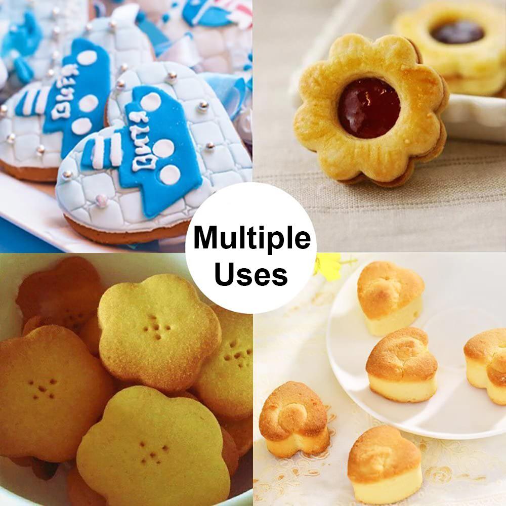 Silicone world 9Pcs/set Cookie Cutter Embosser Vegetable Cutter Portable Stainless Steel Fruit Cutting Die Kitchen Baking Tools