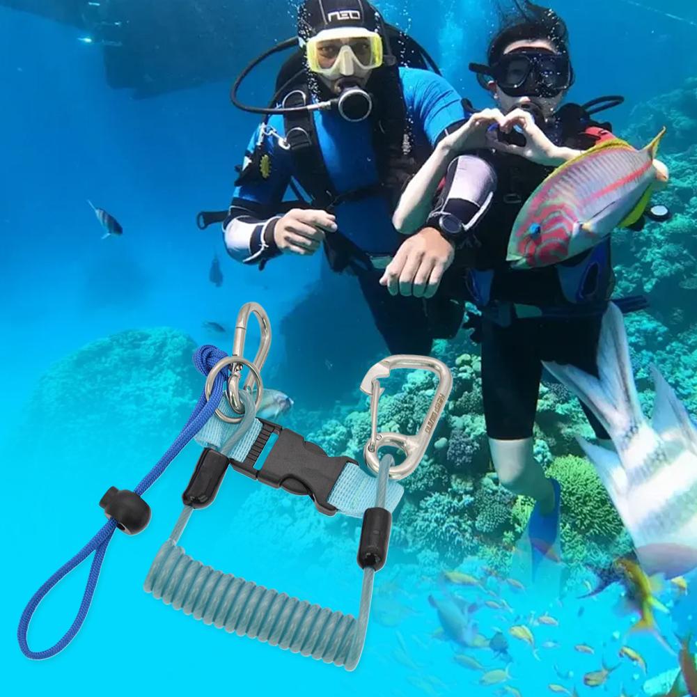 Scuba Diving Camera Lanyard with Quick Release Buckle Scuba Diving Coil Landyard Anti-Lost for Underwater Camera Flashlight