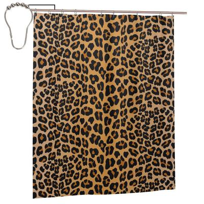 Leopard Print Shower Curtain Bathroom Polyester Waterproof Bath Curtains With Hooks
