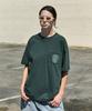 Peullukeu Rivet Pocket Pigment Workwear Short Sleeve T-Shirt Blue Green Fst739