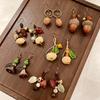 Handmade Retro Pine Cone & Dried Fruit Earrings - Forest Style Artistic Jewelry for Women