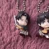 [USED] Attack on Titan Swing Levi Swing Eren Mikasa Mascot Keychain