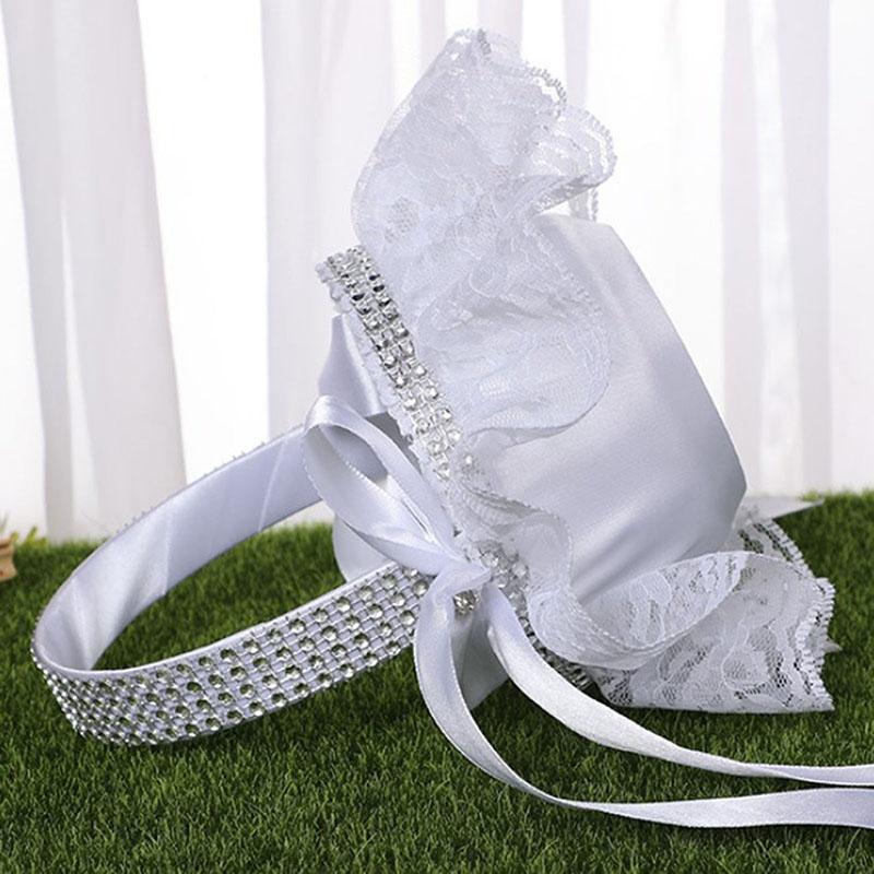 6 Estilo Blanco Romántico Lazo Yute Ceremonia de Boda Fiesta Cesta de Flores de Rosa