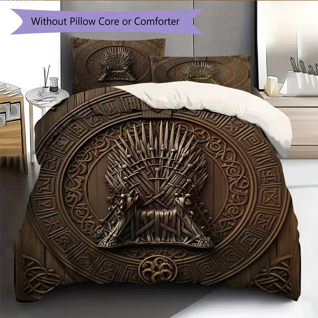 Sword Throne Pattern Bedding Quilt Set Home Decoration Gift (1 * duvet cover + 2 * pillowcase without core)