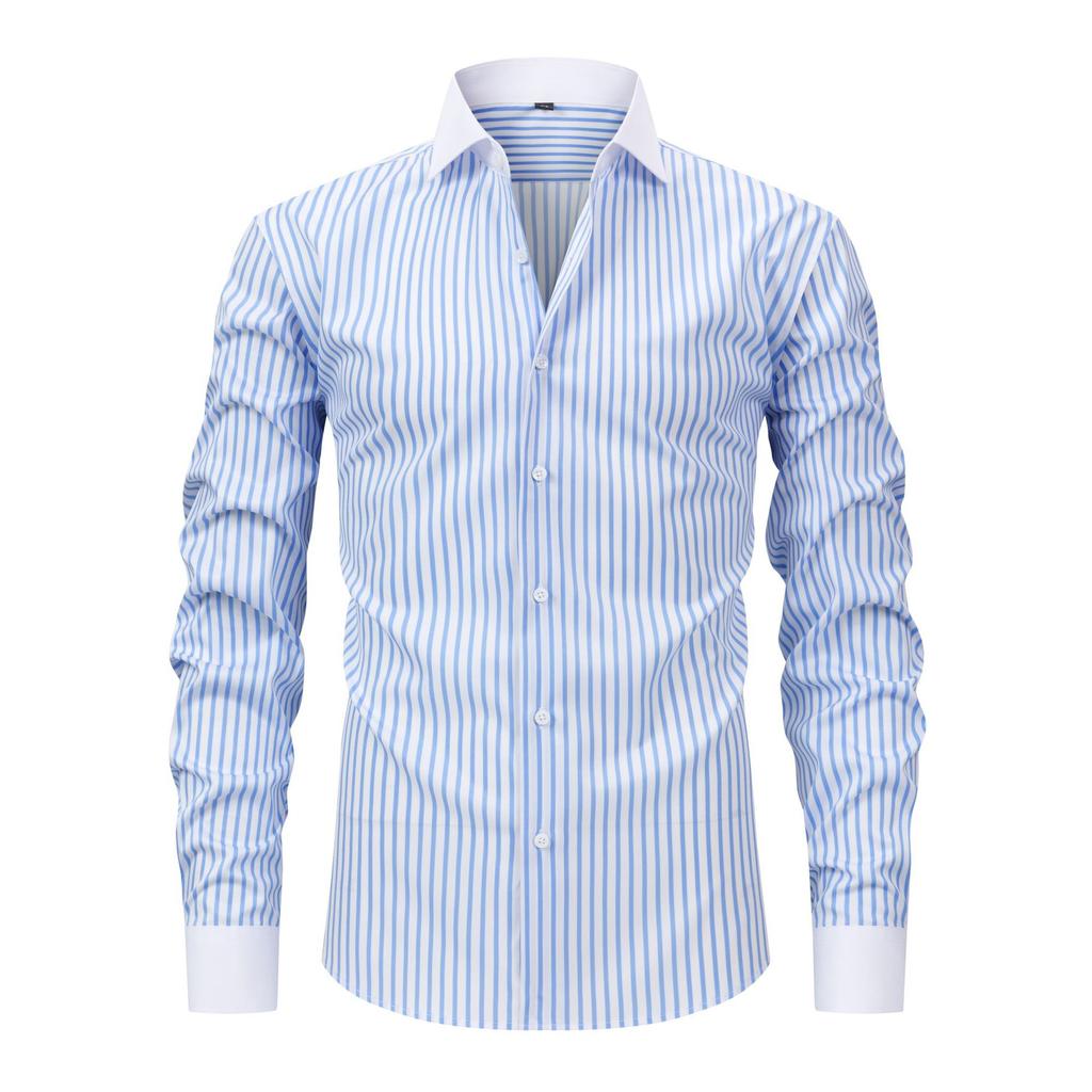 Men's Dress Shirts Stripe Long Sleeve Stretch Wrinkle-Free Formal Shirt Business Casual Button Down Shirts