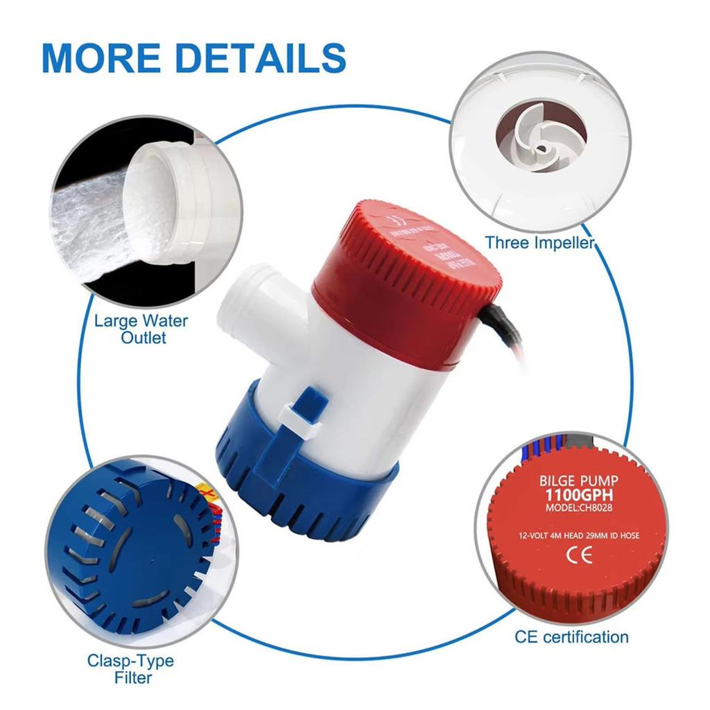 English: 12V Submersible Water GPH Bilge for RV Yacht