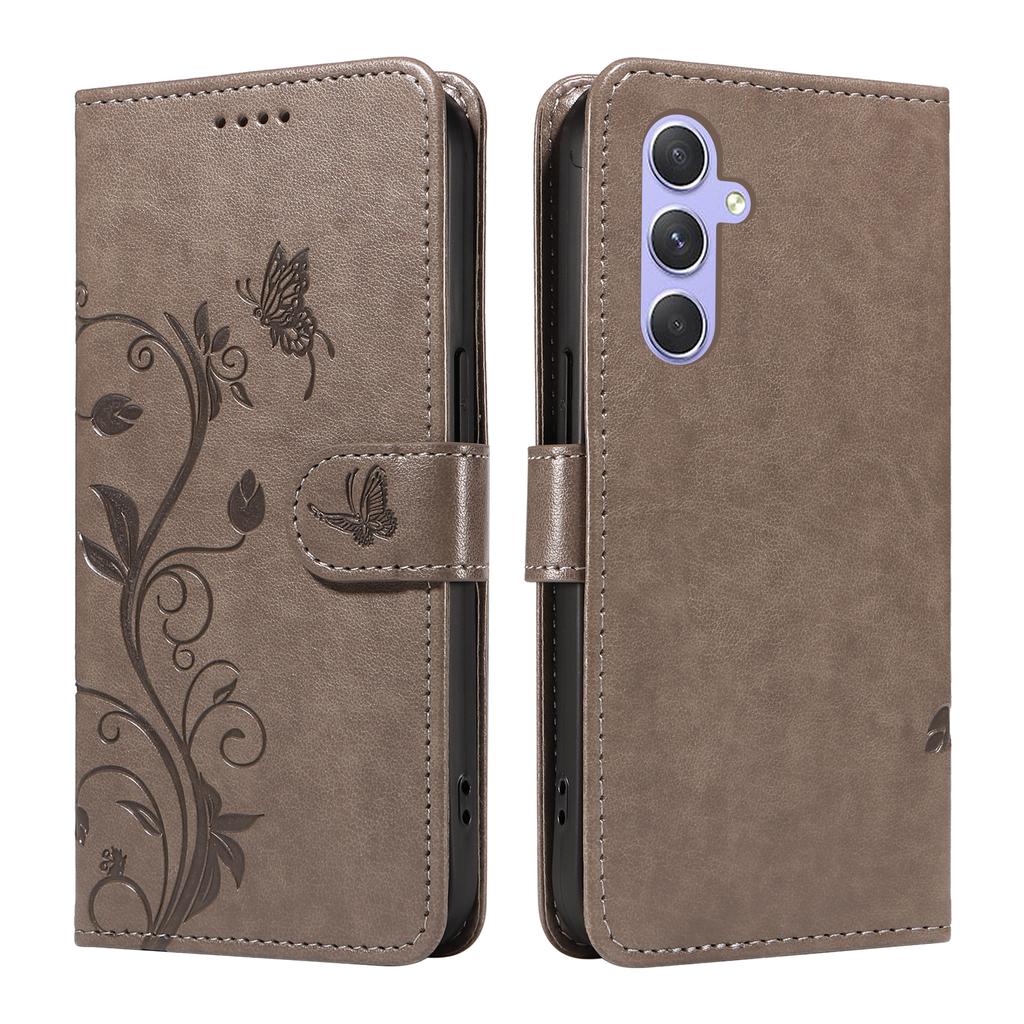 For Samsung Galaxy A54 5G PU Leather Cases Flower Pattern Wallet Stand Phone Cover with Strap