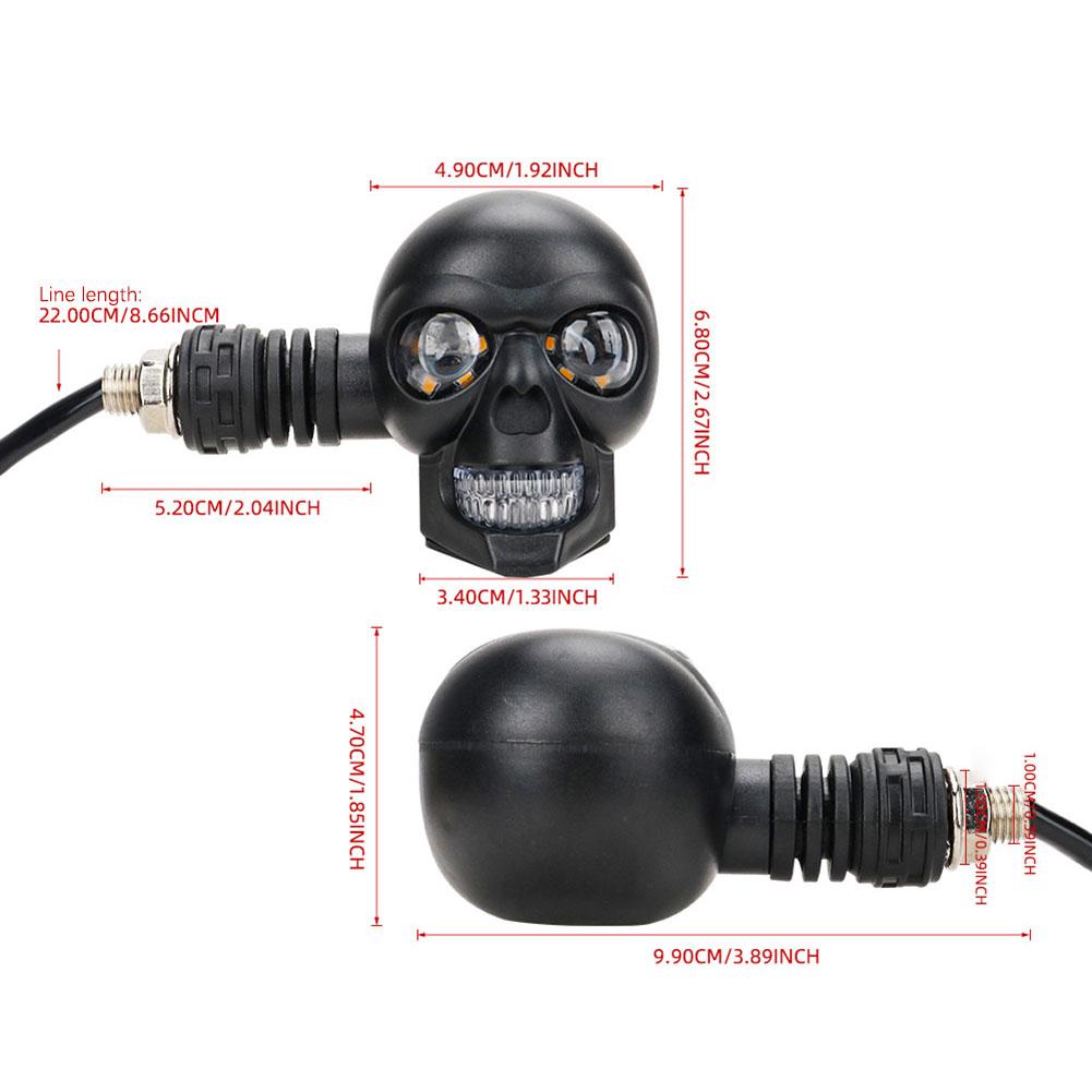 2pcs Motorcycle Lights,Skull Style LED Turn Signal Motorcycle Direction Lights,Indicator Ligh,Skull Turn Signal Indicator Light