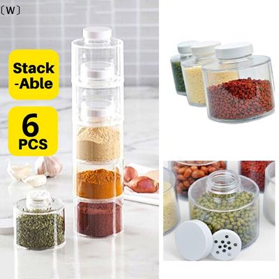 6 Stück/Set Gewürzglas Pfefferstreuer Dose Gewürzturm Kräuter- & Gewürzzubehör Transparentes Gewürzglas Küchenregal Würzflaschen