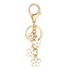 Initial Keychain White/Pink Flower Charms for Key Cute Letter Keyring for Handbag Backpack Key Ring Accessories