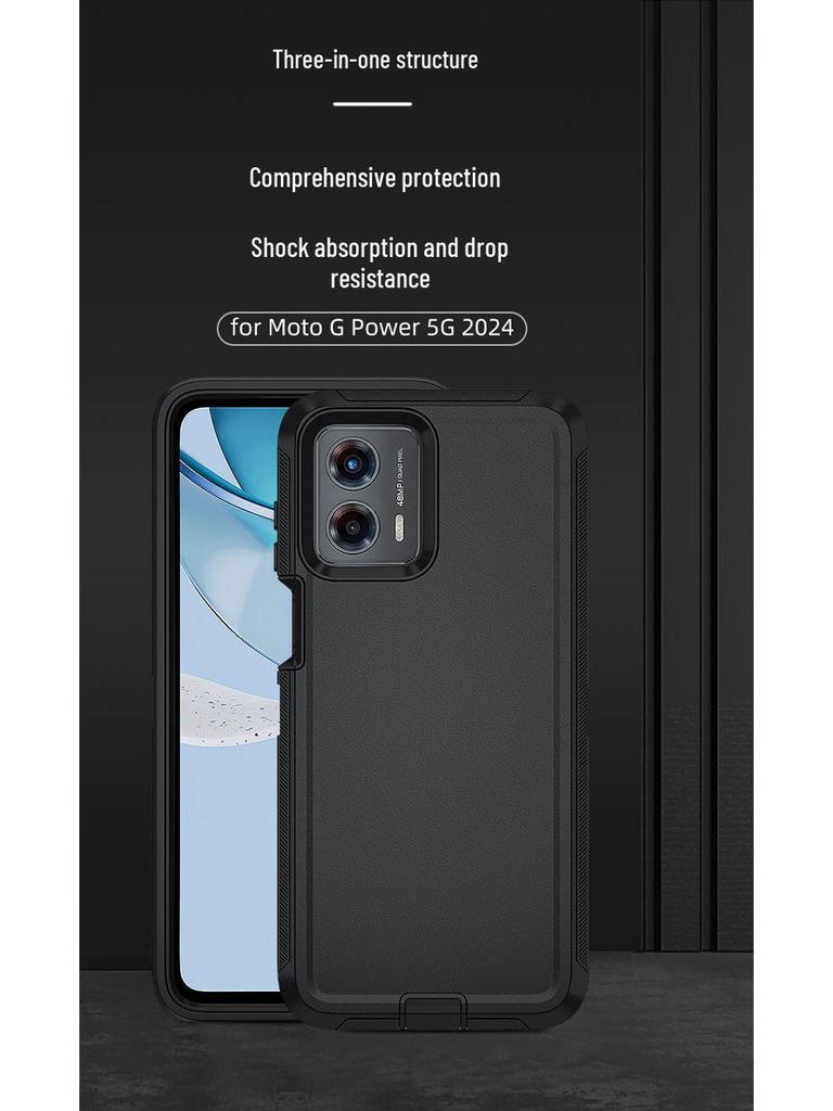 Moto G Power 5G 2024 Drop-Proof Protective Case, Three-in-One Design, Cross-Border Compatible.