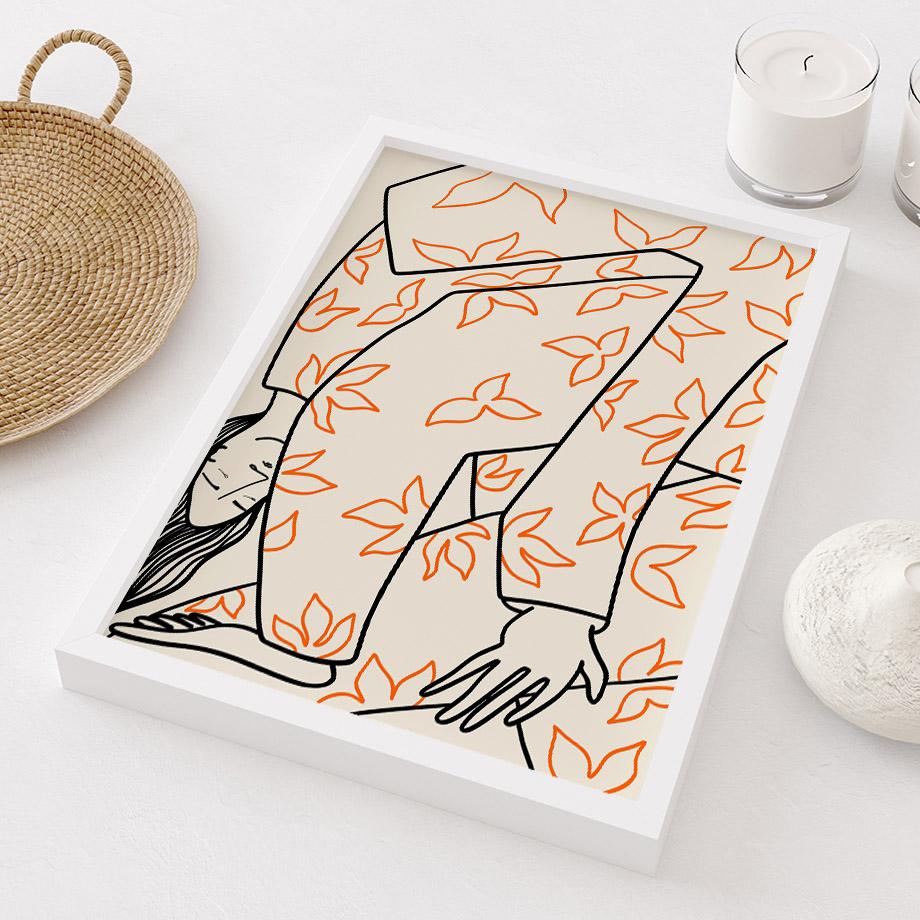 Abstract Figure Lines Stripe Girl Colorful Wall Art Canvas Painting Posters And Prints Hotel Bar Pictures For Living Room Decor