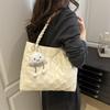 Bow girl heart texture wind embroidery thread pleats large capacity solid color shoulder bag tote handbag