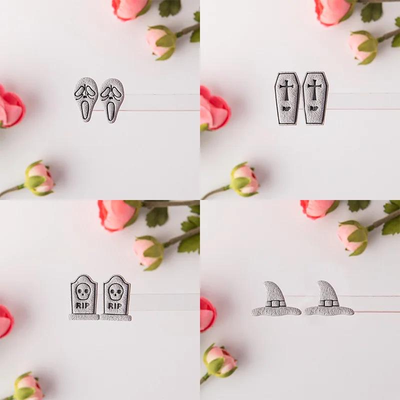 Halloween Polymer Clay Cutters Hat Pumpkin Tombstone Spider Web Skull Cats Clay Cutters DIY Earring Jewelry Hand Tools