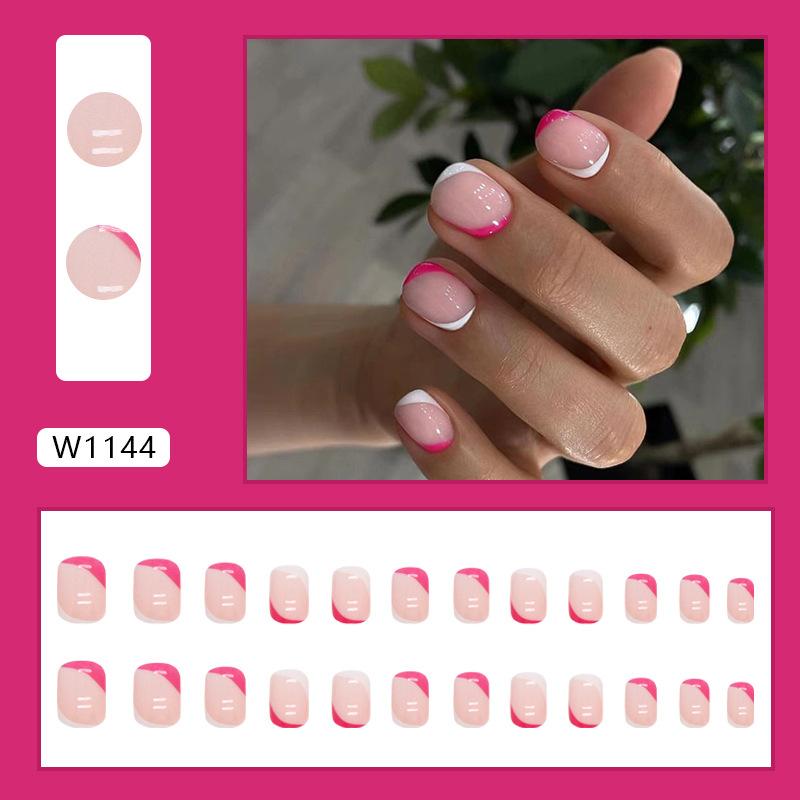 Милая розовая и белая прыгающая цветная французская розовая горячая девушка ins стиль короткая белая девушка носит ногти ногти