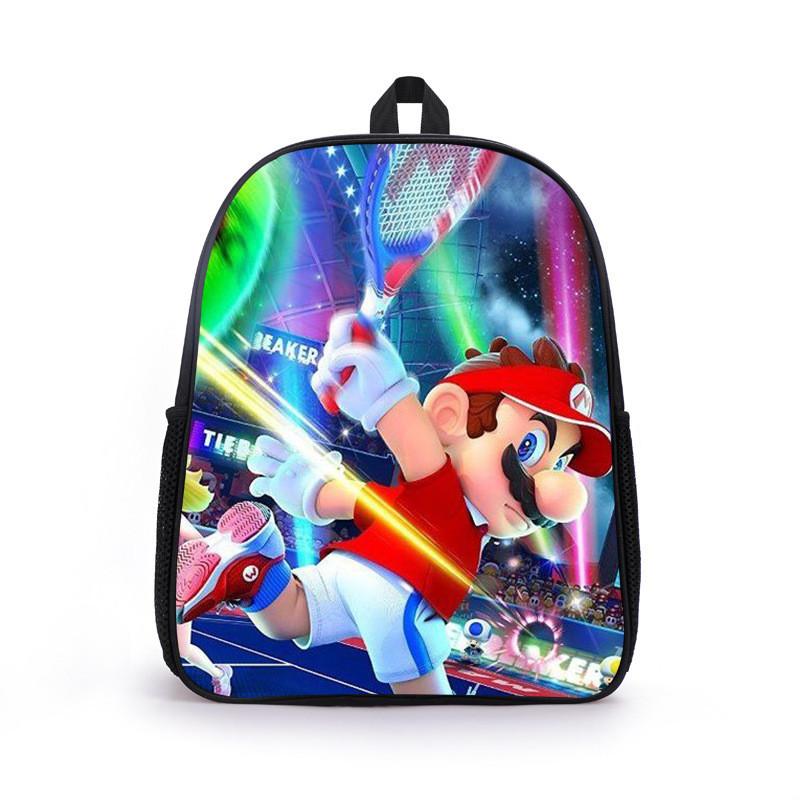 Mario Cartoon Backpack For Elementary Boys With Breathable Lightweight Oxford Fabric