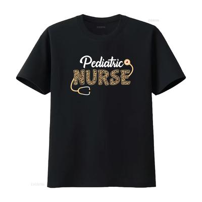 Pediatric Nurse Leopard Print Stethoscope Heart Nursing T Shirt Vintage Washed Designer Clothes Top For Everyday Wear Casual