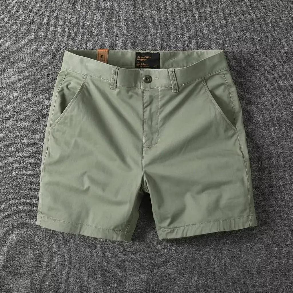 Men's Casual Cotton Shorts Summer Solid Color Slim Fit Loose Fit Thin Three-quarter Length Pants European American Workwear