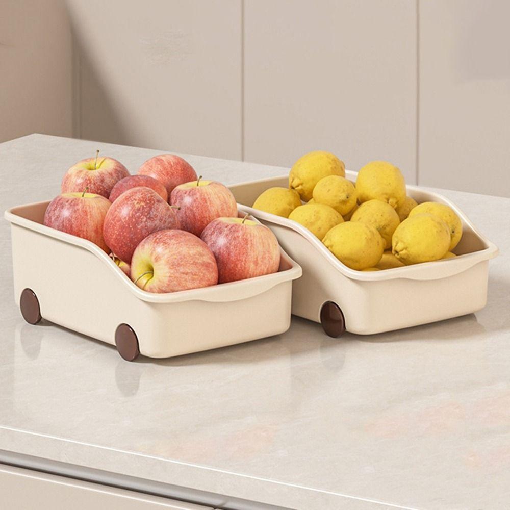 Plastic Sundries Storage Case Save Space Reusable Cabinet Storage Box with Wheels Large Capacity Seasoning Container Bathroom