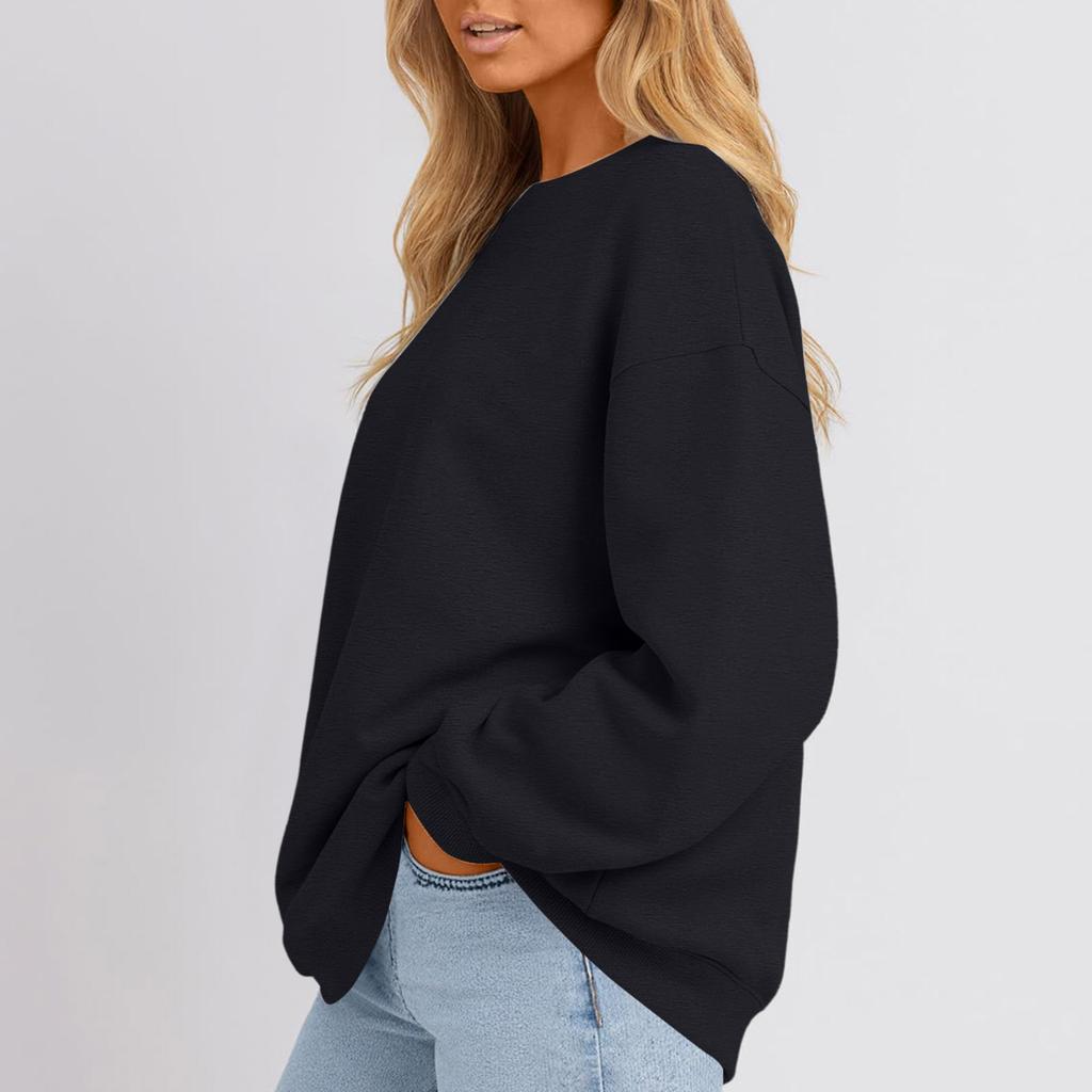 Felpa con cappuccio casual a manica lunga tinta unita da donna
