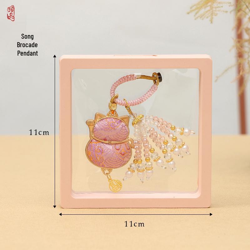 Crystal Tassel Horse Pendant Sachet: Cultural Brocade Keychain Gift