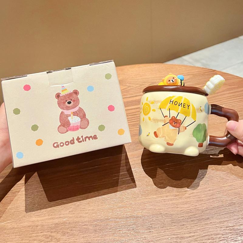 Creative Cute Little Bear Ceramic Mug for Birthday Gift for Sisters and Girlfriends