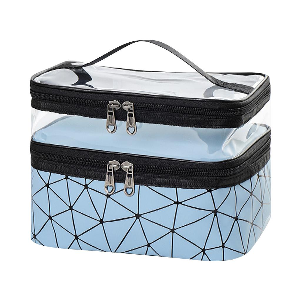 New Makeup Bag Cosmetic Bag Travelling Double Layer Make Up Bag Organizer Medium Case For Women Girls Reusable Toiletry Bags