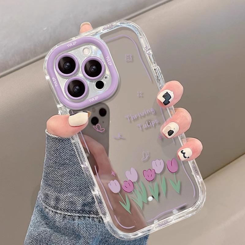 

Подходит для чехла для мобильного телефона Apple 15pm Iphone14 Масляная живопись Голубой тюльпан 13 Прозрачный Противоударный Xs Зеркальный Полная защита iPhone SE (2nd Generation)